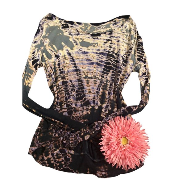 Hard Tail Forever XS Tie-Dye Long Sleeve Rayon & Linen Open Back Top Made In USA - Picture 1 of 11